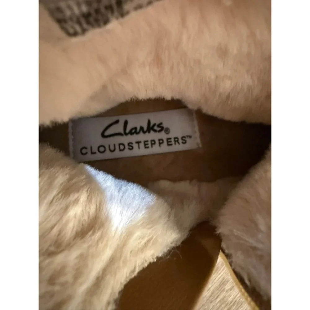 Clark's Brown Faux Suede Fur Trim‎ Ankle Boots Side Zip Size 5